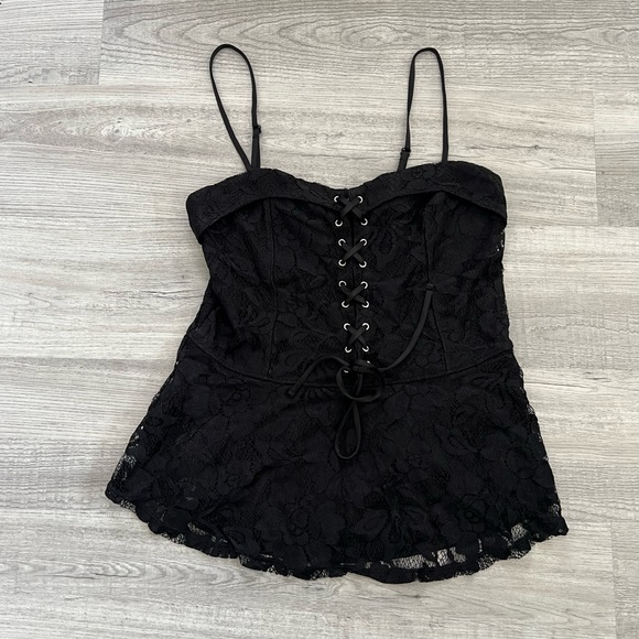 Express Tops - Express Black Lace Peplum Top